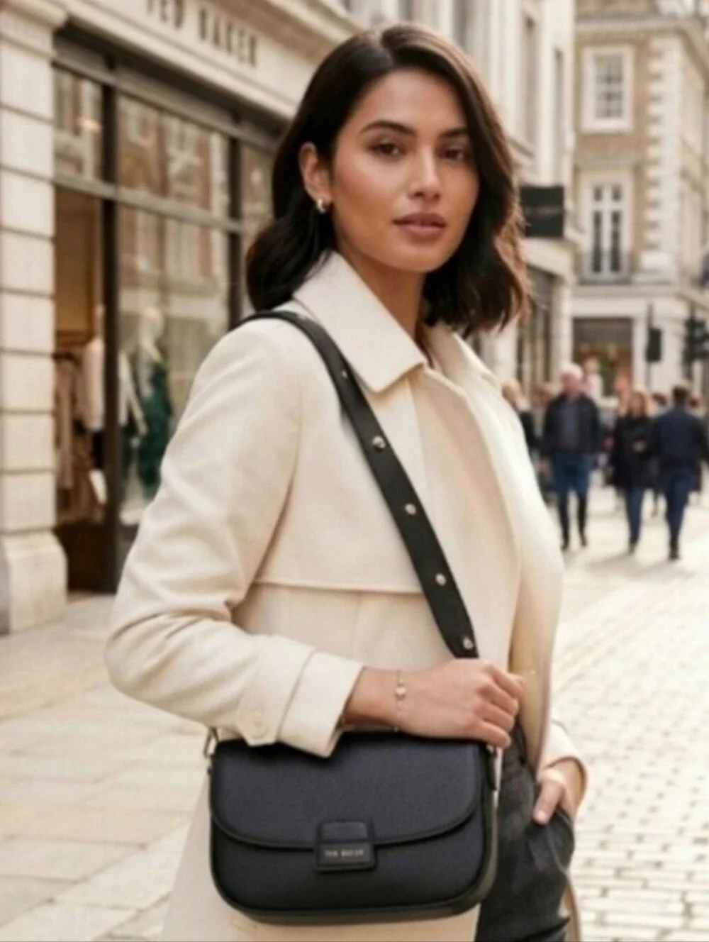 Ted Baker Embossed Logo Rory Crossbody/ Detachable Rosette Strap, Black